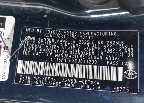 2012 Toyota Camry Se z USA, uszkodzony, nr VIN 4T1BF1FK3CU011203